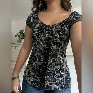 Black floral Corset Top